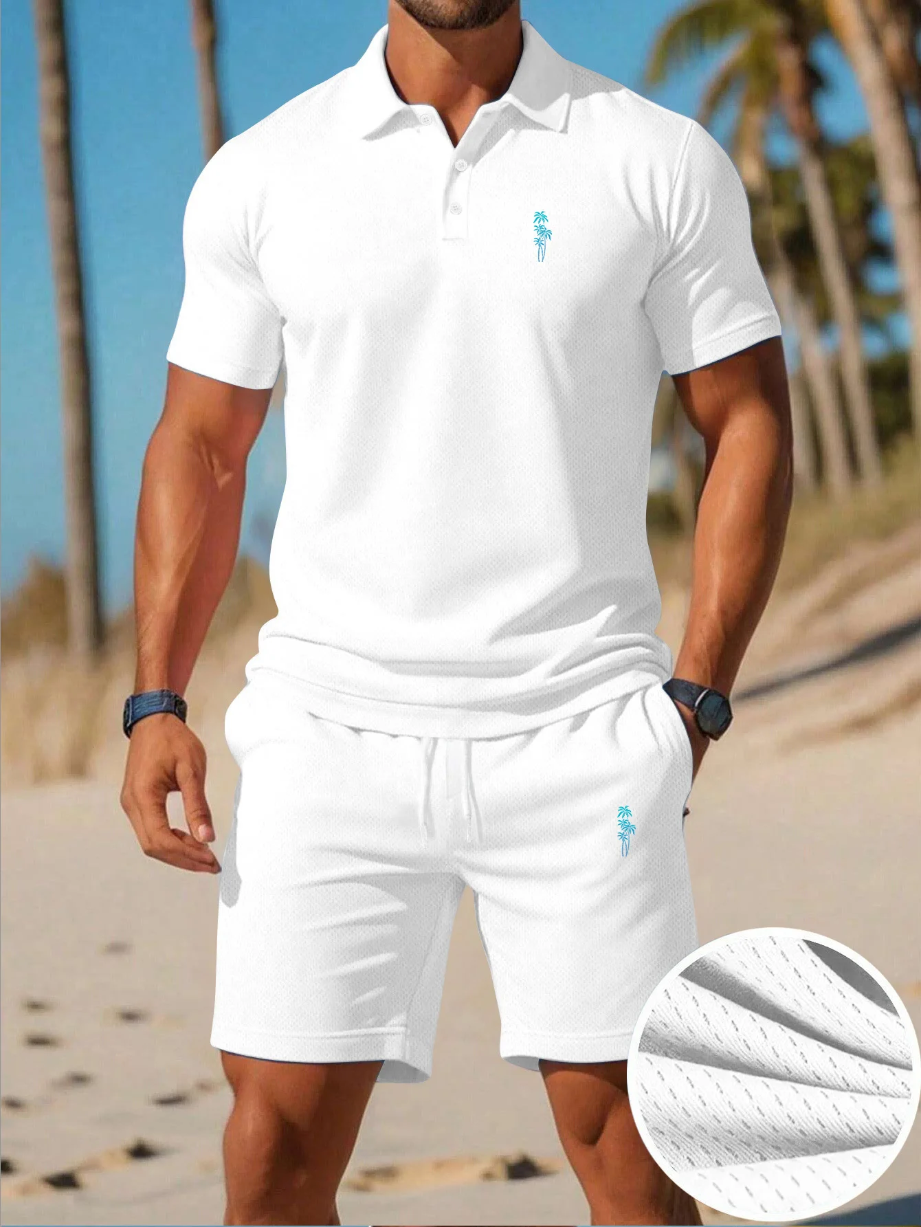Men'S Fashion Color - Summer New Men's Polo Shirt Set