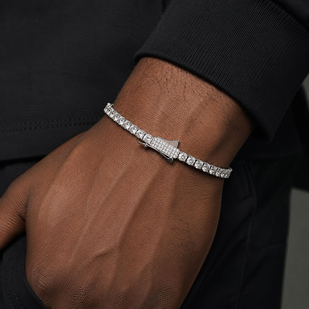 Men'S Fashion Gold Chain - 3mm 4mm Iced Out Tennis Bracelet