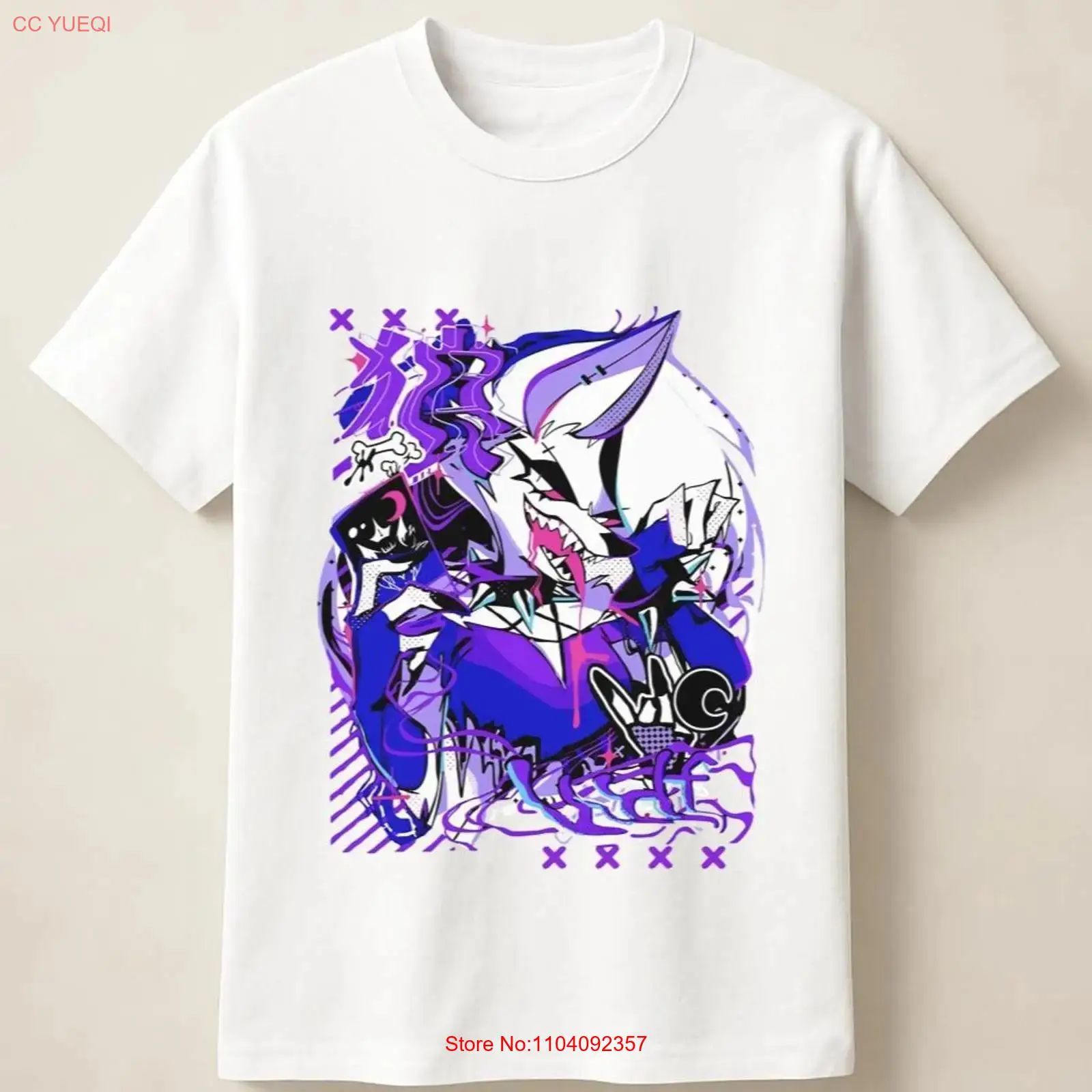 Purple Anime Wolf in Graffiti  - Poster Men Fashion 评论和价格