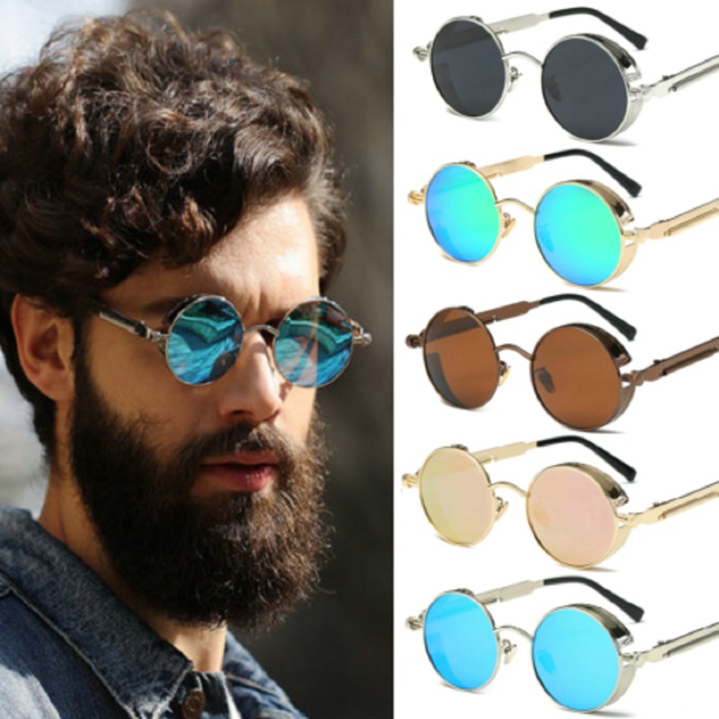 Metal Steampunk Sunglasses Men - Men'S Fashion Round Glasses 评论和价格