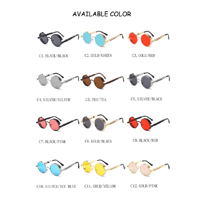 Metal Steampunk Sunglasses Men - Men'S Fashion Round Glasses 评论和价格