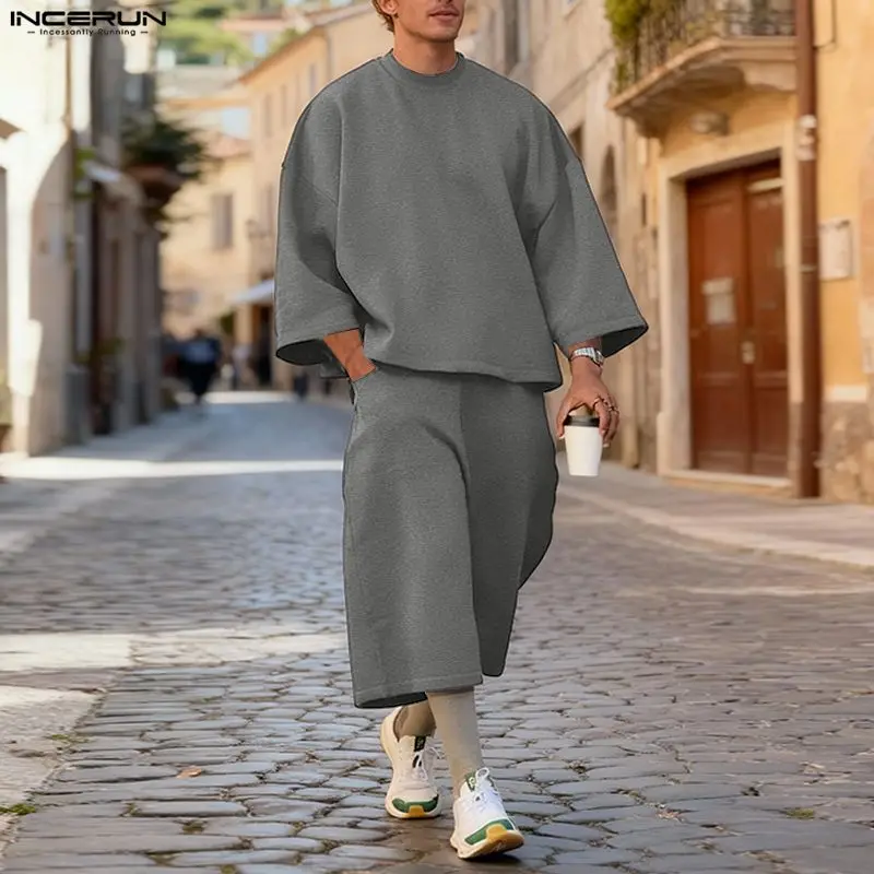 INCERUN Men Sets Solid Color B - Men'S Fashion Color 评论和价格