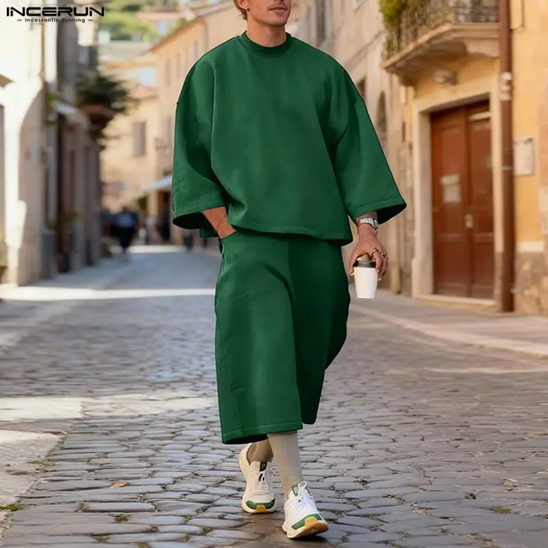 INCERUN Men Sets Solid Color B - Men'S Fashion Color 评论和价格