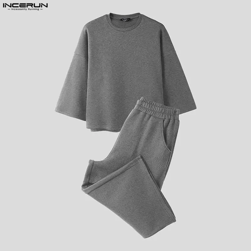 INCERUN Men Sets Solid Color B - Men'S Fashion Color 评论和价格