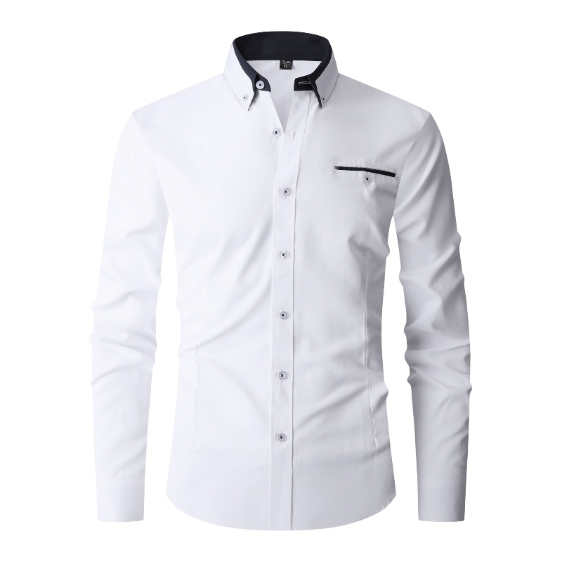 Men Formal Shirt Long Sleeve O - Men'S Fashion Color 评论和价格