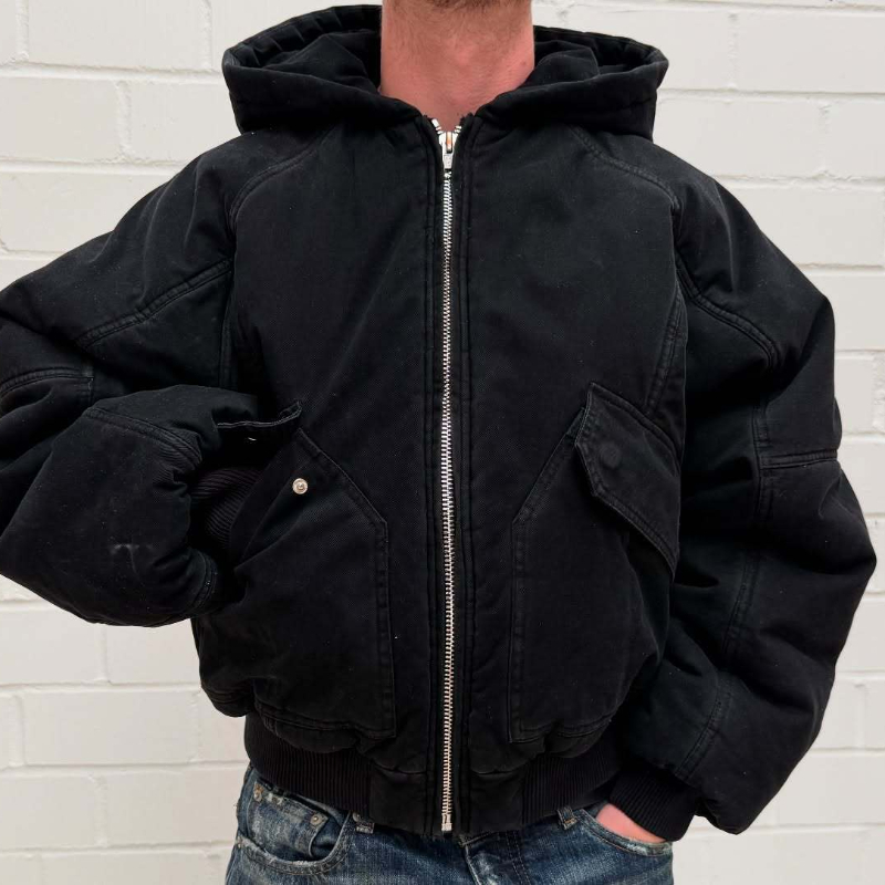Men Oversized Washed Canvas Ho - Mens Fashion Bomber Jacket 评论和价格