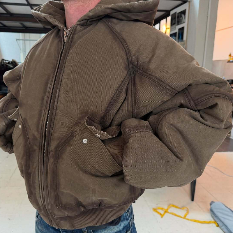 Men Oversized Washed Canvas Ho - Mens Fashion Bomber Jacket 评论和价格