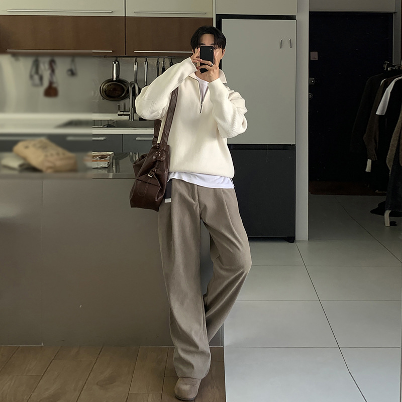 Spring Men's Dark Khaki Solid  - Men'S Fashion Khaki Pants 评论和价格