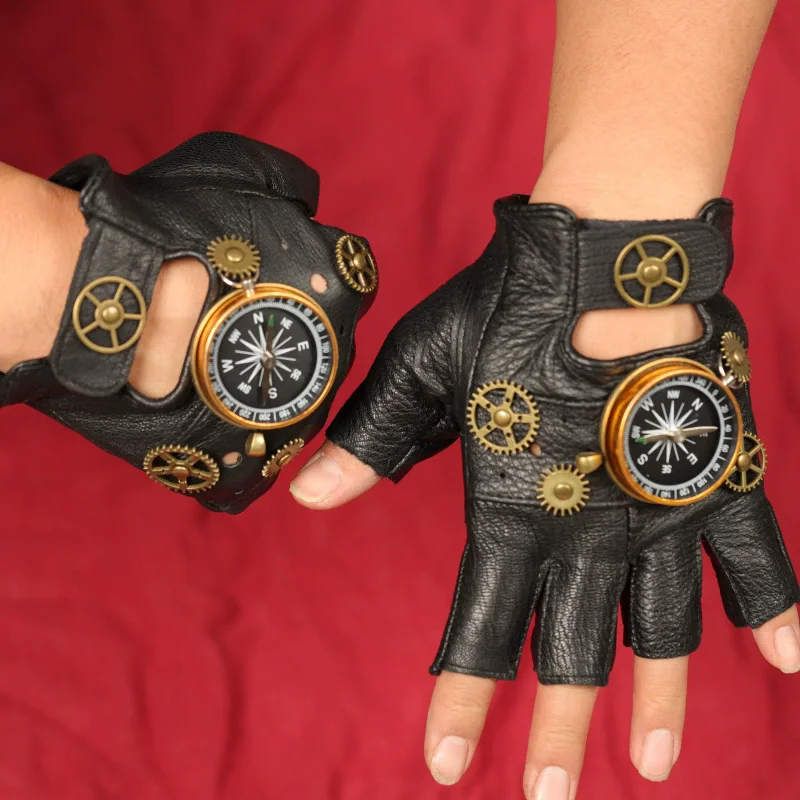 Steampunk PU Leather Fingerles - Men'S Fashion Gloves 评论和价格