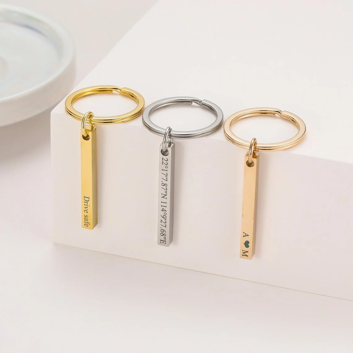 Personalized Engraved Bar Keyc - Men'S Fashion Gold Chain 评论和价格