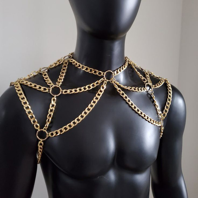Punk Men Shoulder Body Chain B - Men'S Fashion Gold Chain 评论和价格