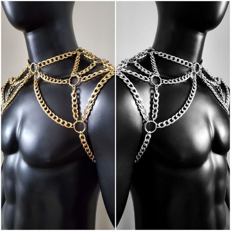 Punk Men Shoulder Body Chain B - Men'S Fashion Gold Chain 评论和价格