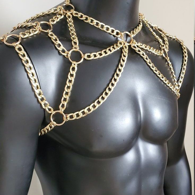 Punk Men Shoulder Body Chain B - Men'S Fashion Gold Chain 评论和价格
