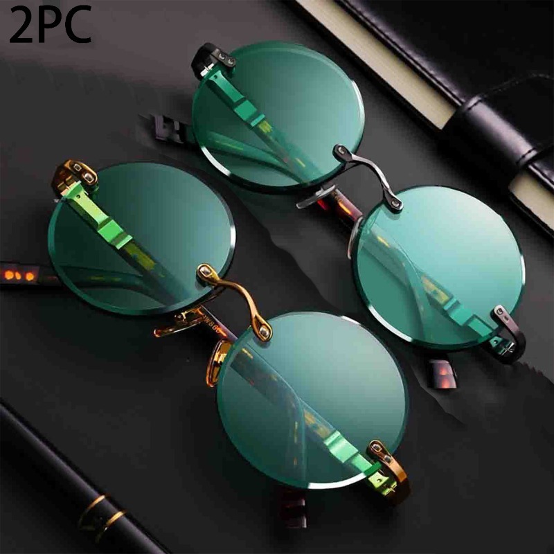 Fashion Classic Rimless Sungla - Men'S Fashion Round Glasses 评论和价格