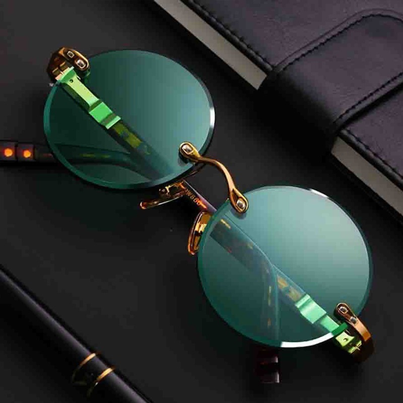 Fashion Classic Rimless Sungla - Men'S Fashion Round Glasses 评论和价格