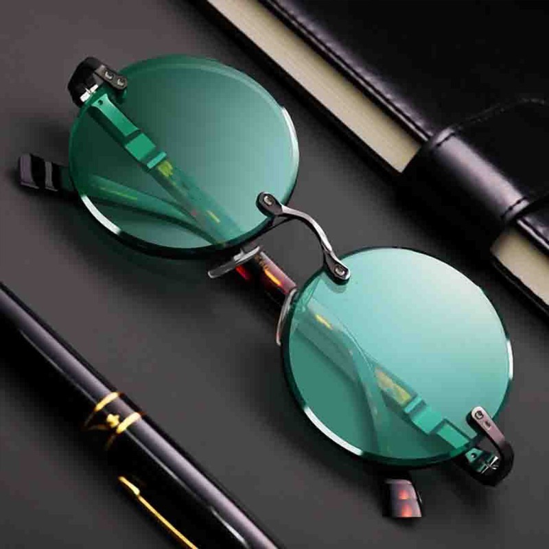 Fashion Classic Rimless Sungla - Men'S Fashion Round Glasses 评论和价格