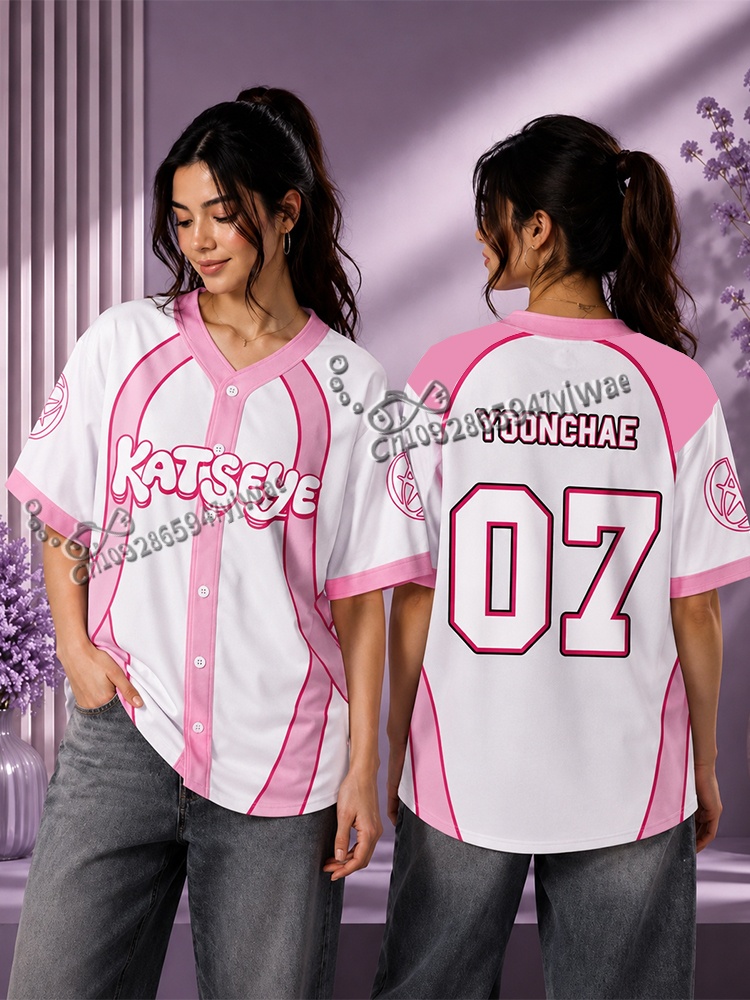 Candy Pink Katseye Wildworld T - Mens Fashion Baseball Jersey 评论和价格