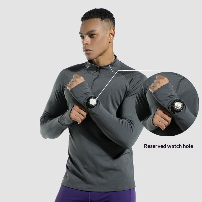 Men's Finger Hole Design Fall  - Compression Shirt Workout 评论和价格