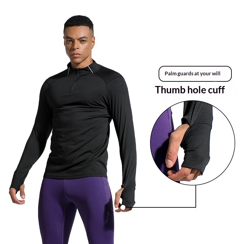 Men's Finger Hole Design Fall  - Compression Shirt Workout 评论和价格