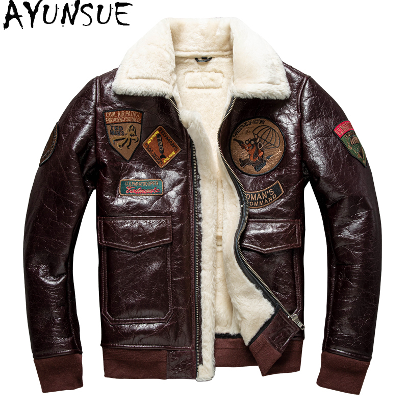 AYUNSUE Winter Leather Jacket  - Mens Fashion Bomber Jacket 评论和价格