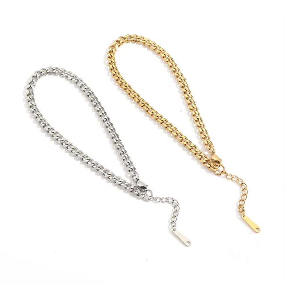 4MM Stainless Steel Simple Cub - Men'S Fashion Gold Chain 评论和价格