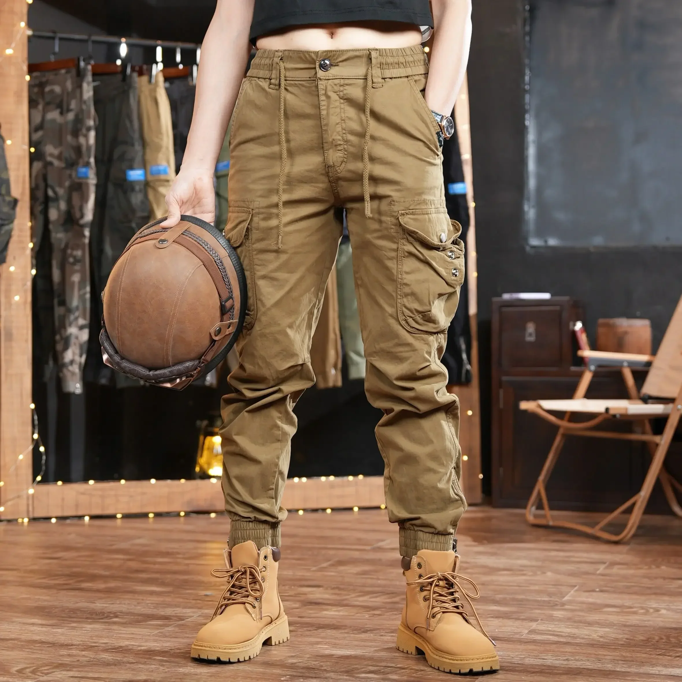 Multi Pocket Outdoor Trousers  - Men'S Fashion Khaki Pants 评论和价格